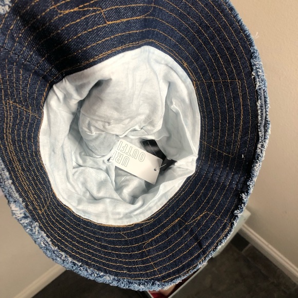 Urban Outfitters Patchwork Bucket Hat Blue Denim Canvas One Size Unisex NEW - Picture 5 of 6